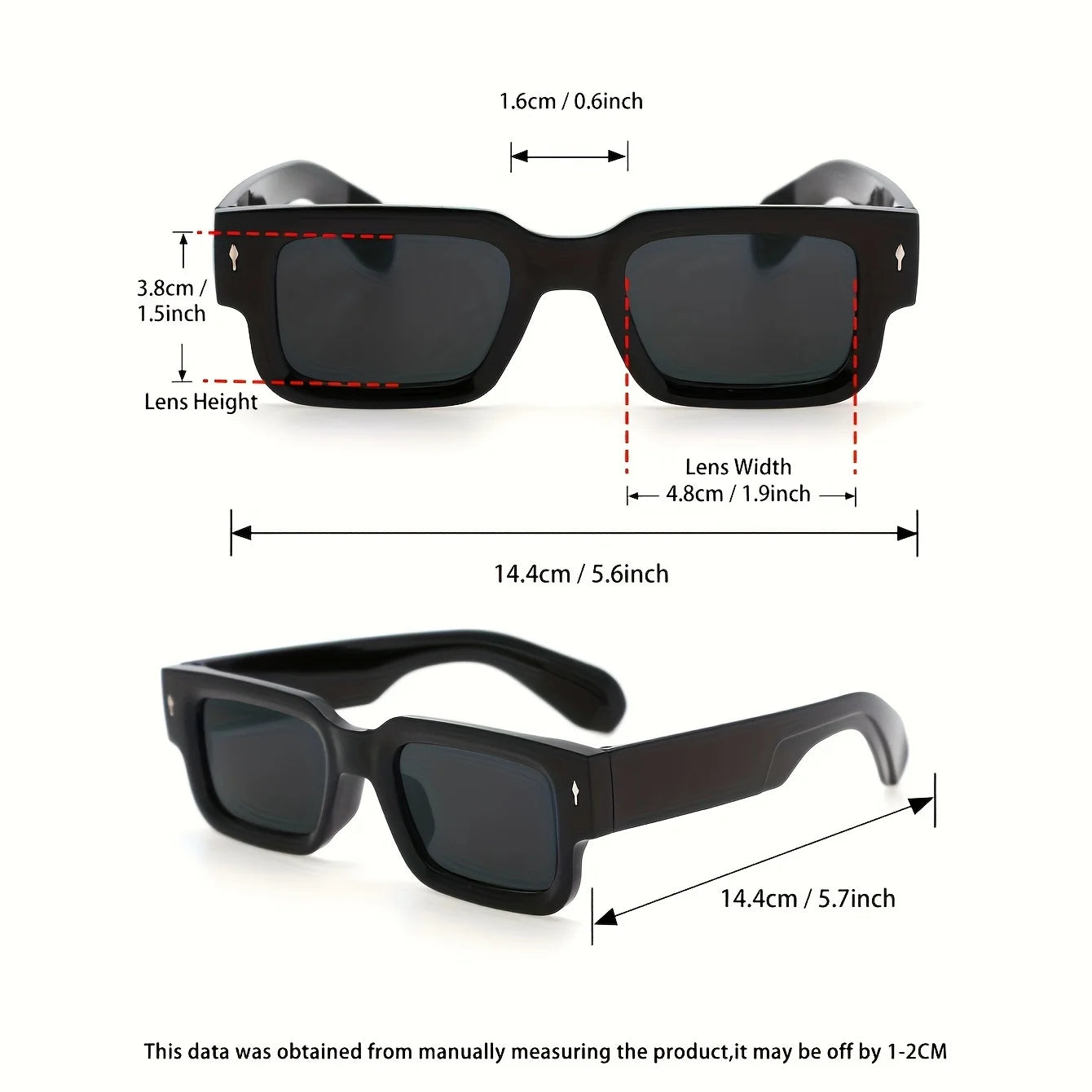 Rectangular Fashionable Glasses Suitable for Climbing Fishing Leisure Sports Decorative Outdoor Parties Travel, Driving, Glasses