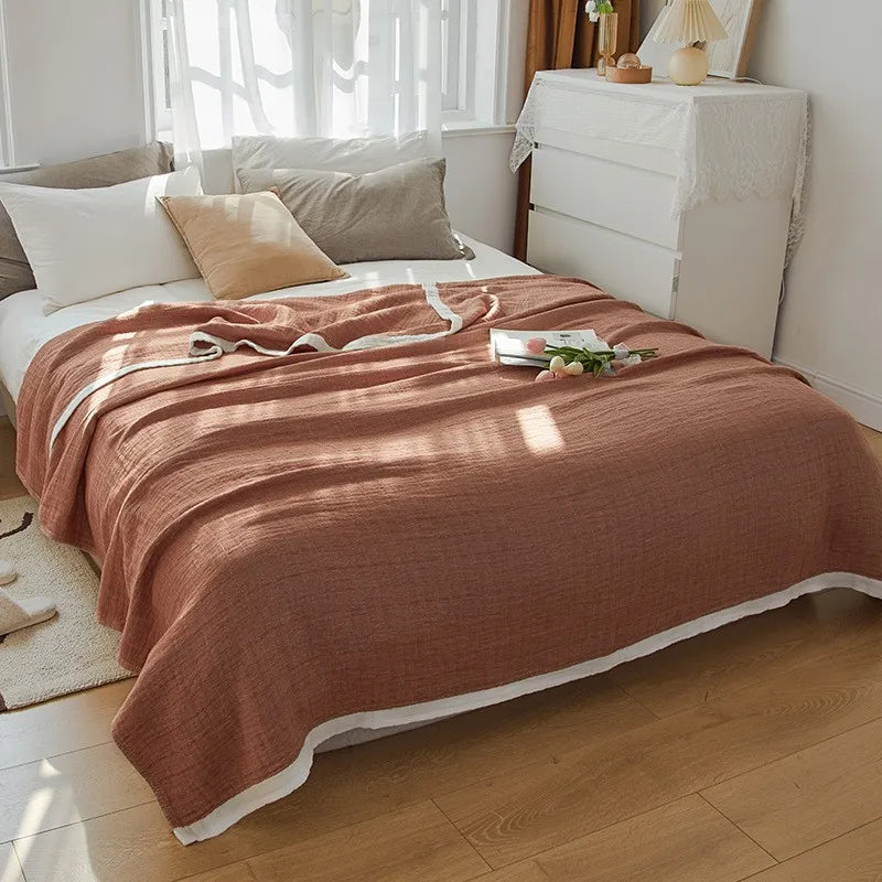 Summer Blankets 4 Layers Muslin Cotton Bedspread Blanket 150x200cm 200x230cm Soft Office Home Bedding Sleeping Quilt Blanket