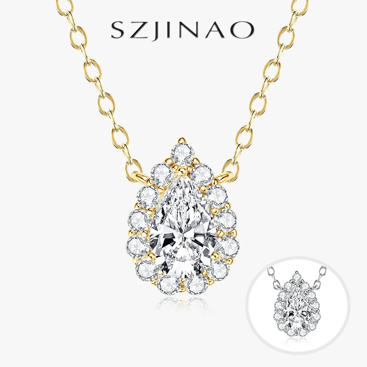Women's Necklace 1.0 Carat Pear Cut Moissanite D VVS 925 Sterling Silver Collarbone Chain for Anniversary Wedding Classic Jewelr
