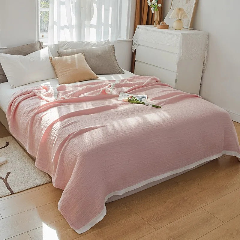 Summer Blankets 4 Layers Muslin Cotton Bedspread Blanket 150x200cm 200x230cm Soft Office Home Bedding Sleeping Quilt Blanket