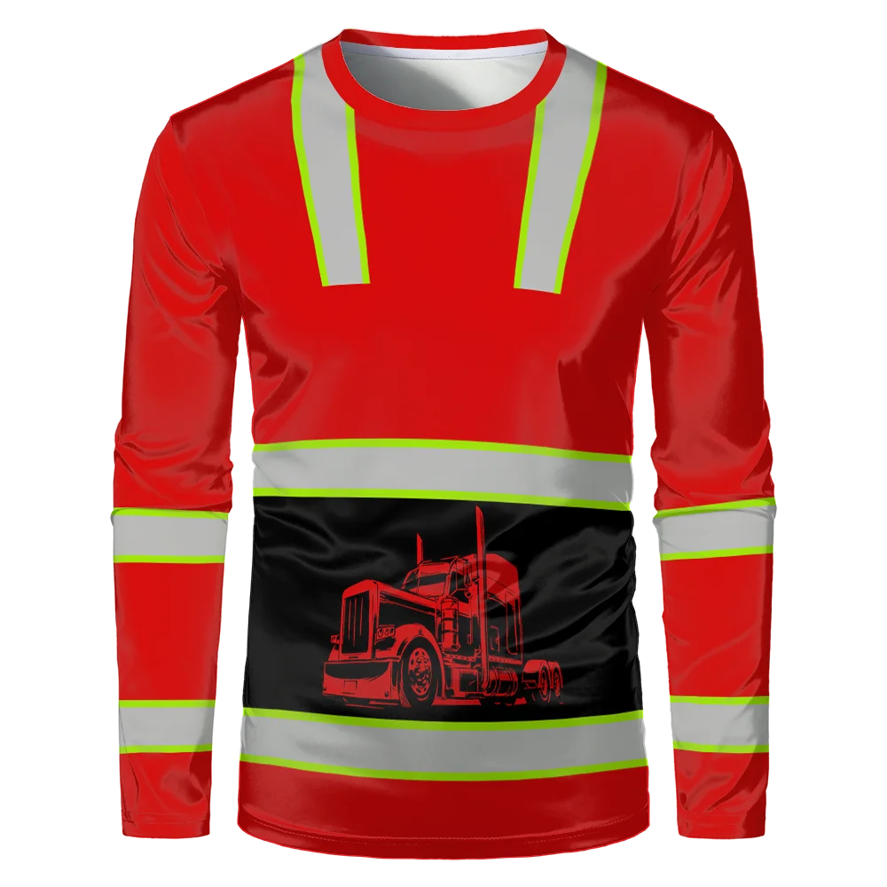 Construction Workers Uniforms Men's T-shirt Loose Casual Classic O Neck Long-sleeve Tops Comfortable And Breathable Work Clothes