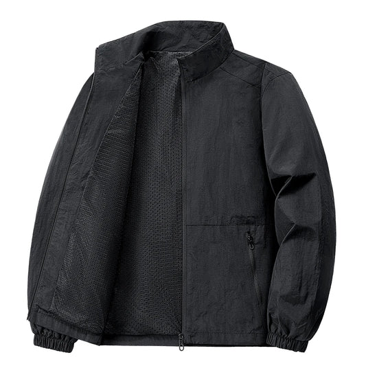 Men's Spring-Autumn Jackets: Breathable, with Pockets, Versatile, Suitable for Outdoor Activities, Stand-up Collar, Casual Style