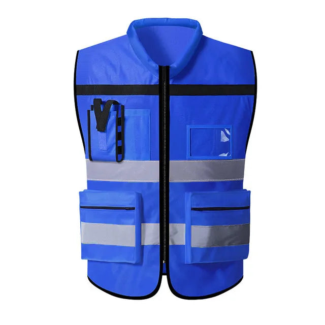 Custom LOGO Safety Vest for Men Work Vest with Pockets and Zipper Safety Construction Two Tone Workwear Vest Volunteer Uniform