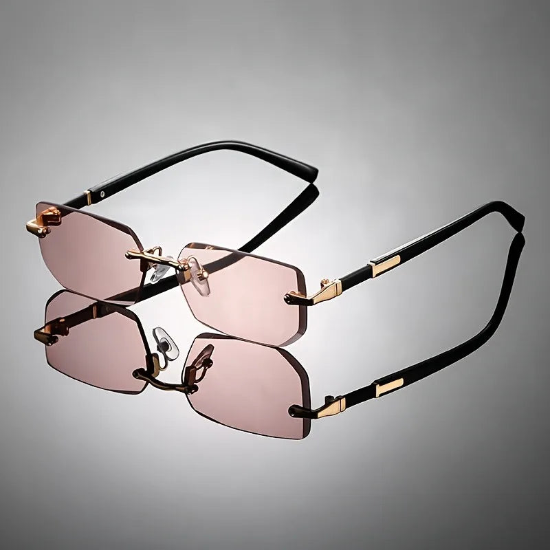 1pcs Small Square Edged Frameless Square Men's and Women's Fashionable Glasses Suitable for Birthday Gifts and Photography Props