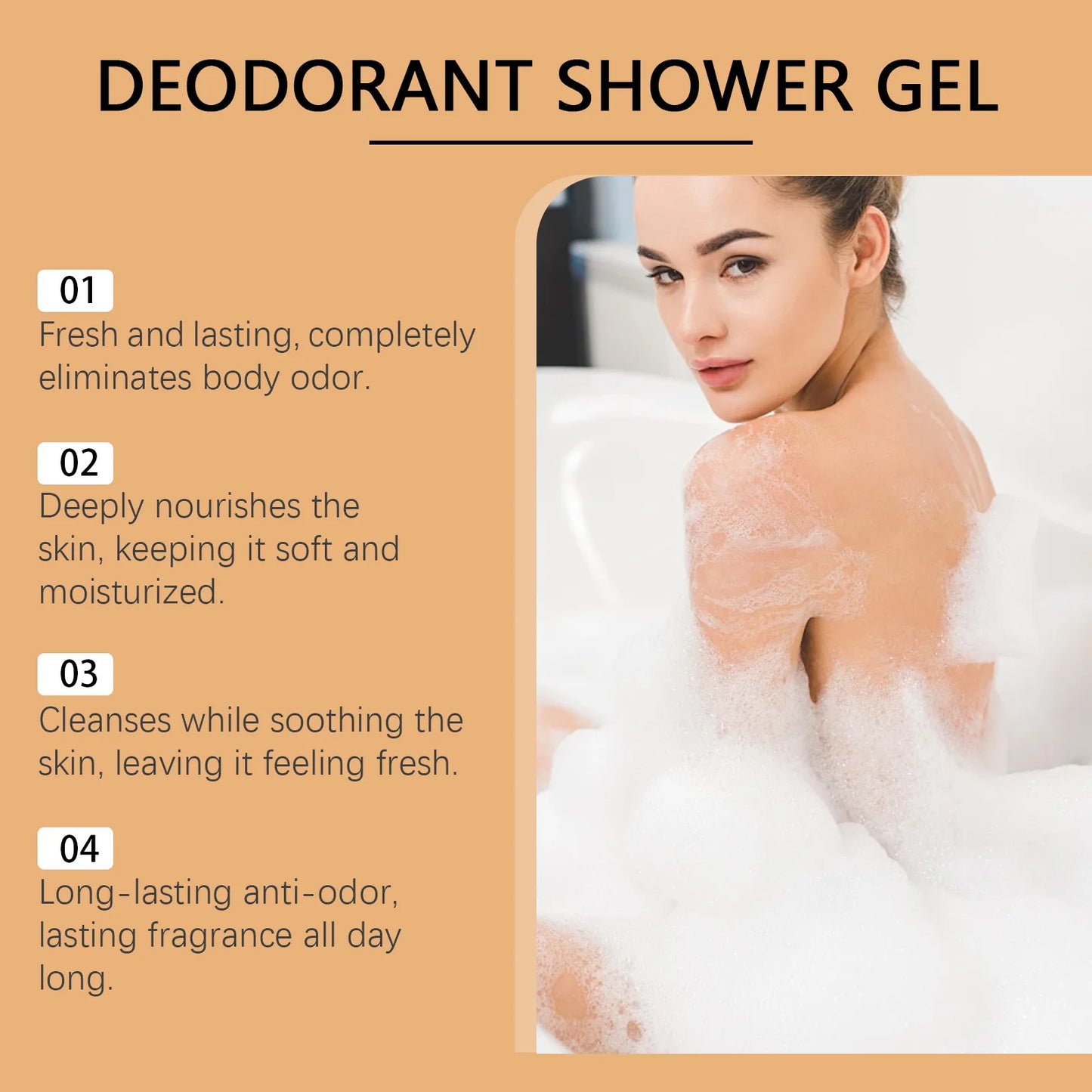 Cleansing Body Wash Anti Odor Purify Dirt Long Lasting Fragrance Refreshing Bathing Hydrating Deodorizing Smoothing Shower Gel