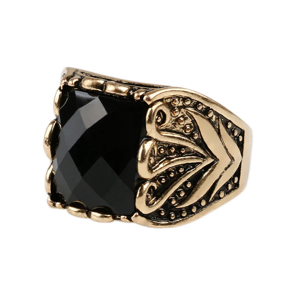 Men Rings - Hot sale Europe and the United States retro men electroplating Silevr color   fashion tidal jewelry black Ring 31029