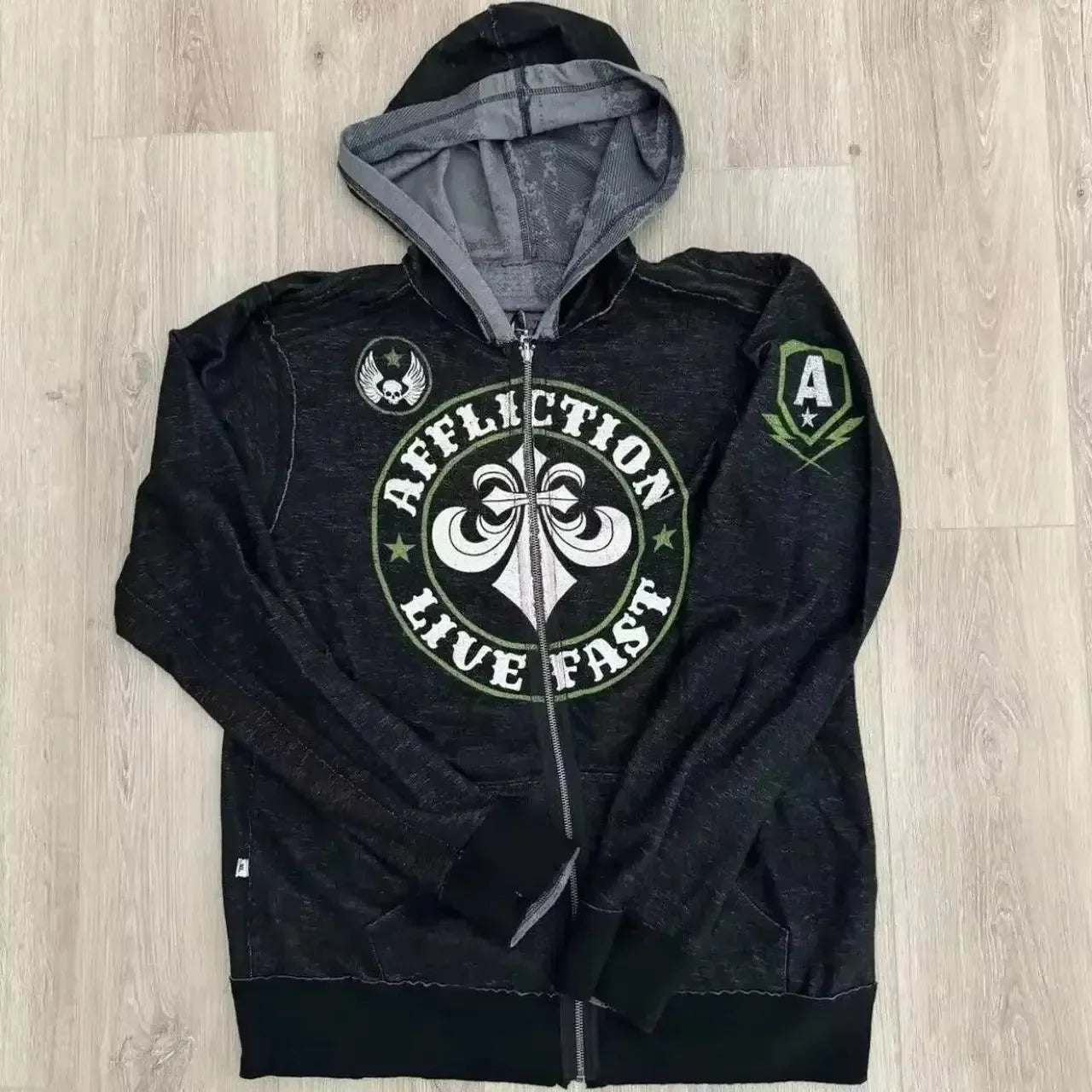 2000s affliction Hooded Sweater Men's Trend Joker Harajuku Hip Hop Street Couple Angel Wings Hooded Coat New Sweatshirt