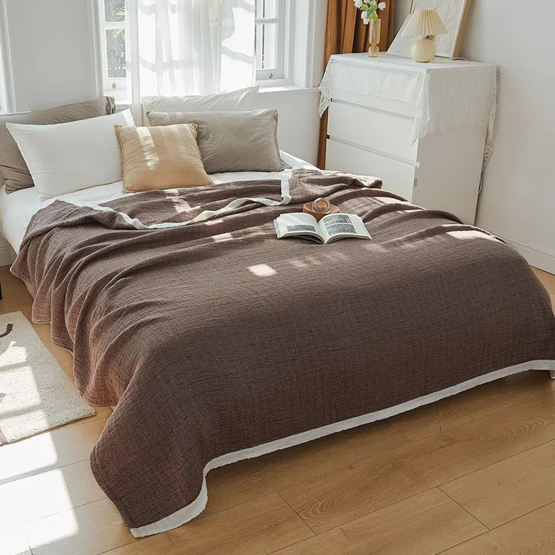 Summer Blankets 4 Layers Muslin Cotton Bedspread Blanket 150x200cm 200x230cm Soft Office Home Bedding Sleeping Quilt Blanket