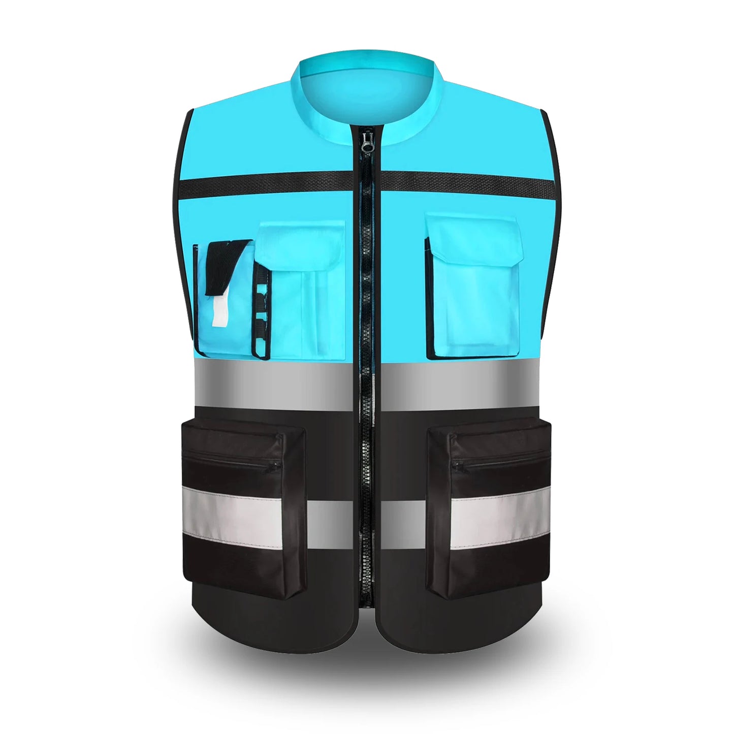 Custom LOGO Safety Vest for Men Work Vest with Pockets and Zipper Safety Construction Two Tone Workwear Vest Volunteer Uniform