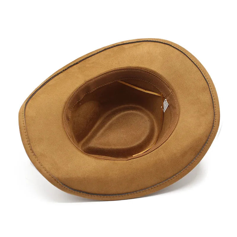 Women's Elegant Western Hat - Curved Brim Faux Suede Polyester Cowboy Hat (57-58cm) with White Heart Band