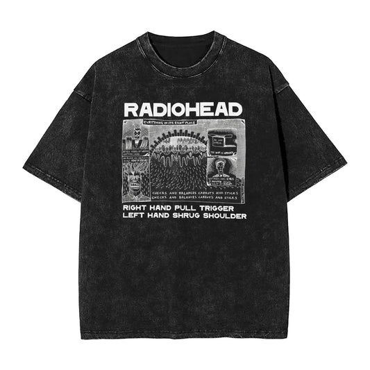 Men Radiohead Rock Band T Shirts  Tops Beach Vintage Short Sleeve T-Shirt O Neck Trending Pattern Tshirt Wholesale