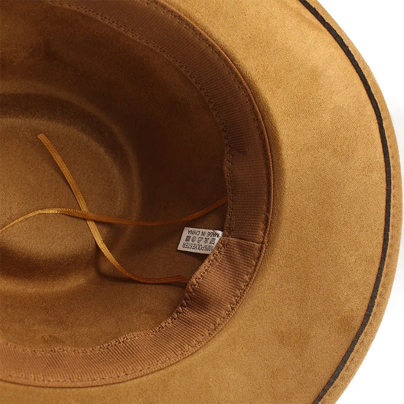 Women's Elegant Western Hat - Curved Brim Faux Suede Polyester Cowboy Hat (57-58cm) with White Heart Band