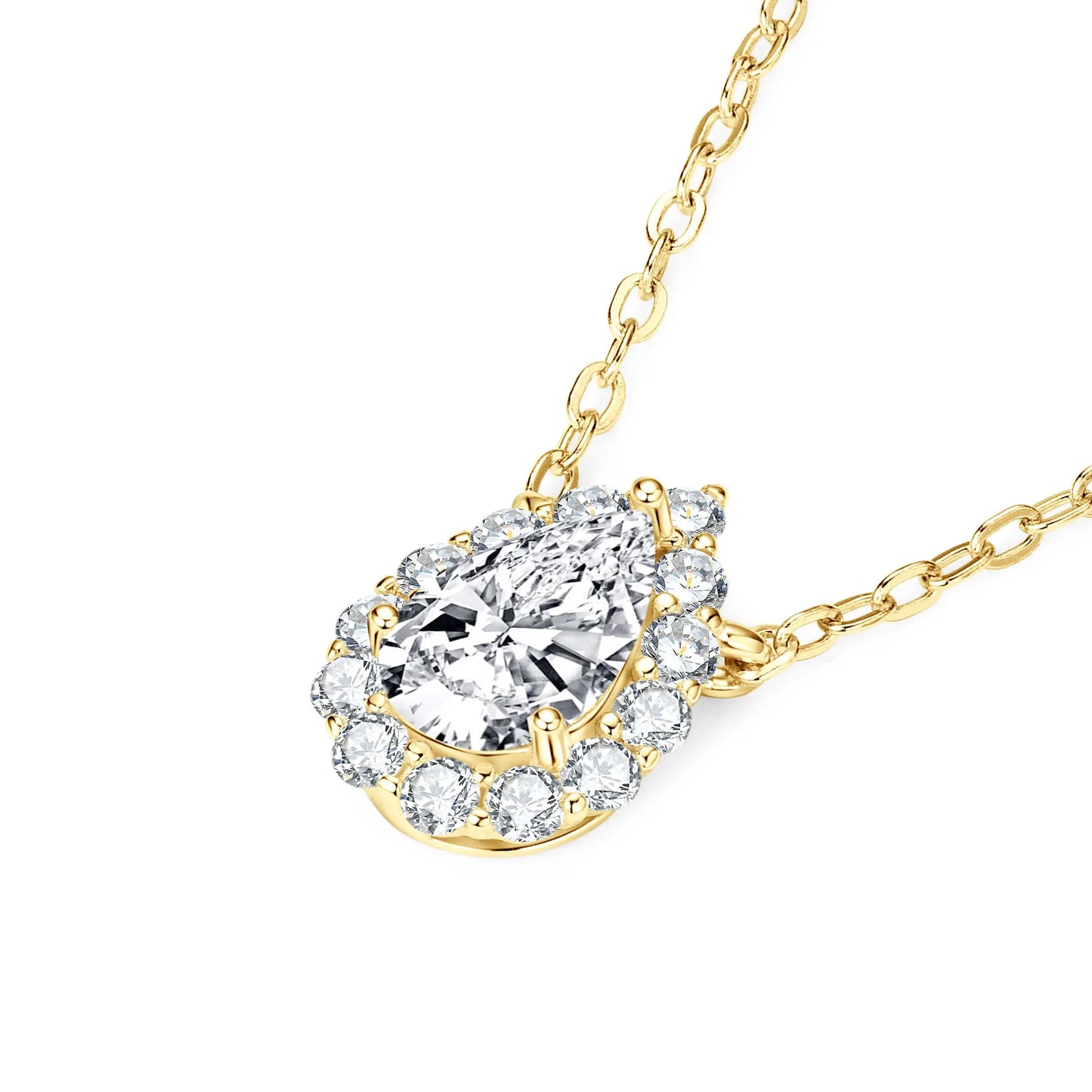 Women's Necklace 1.0 Carat Pear Cut Moissanite D VVS 925 Sterling Silver Collarbone Chain for Anniversary Wedding Classic Jewelr