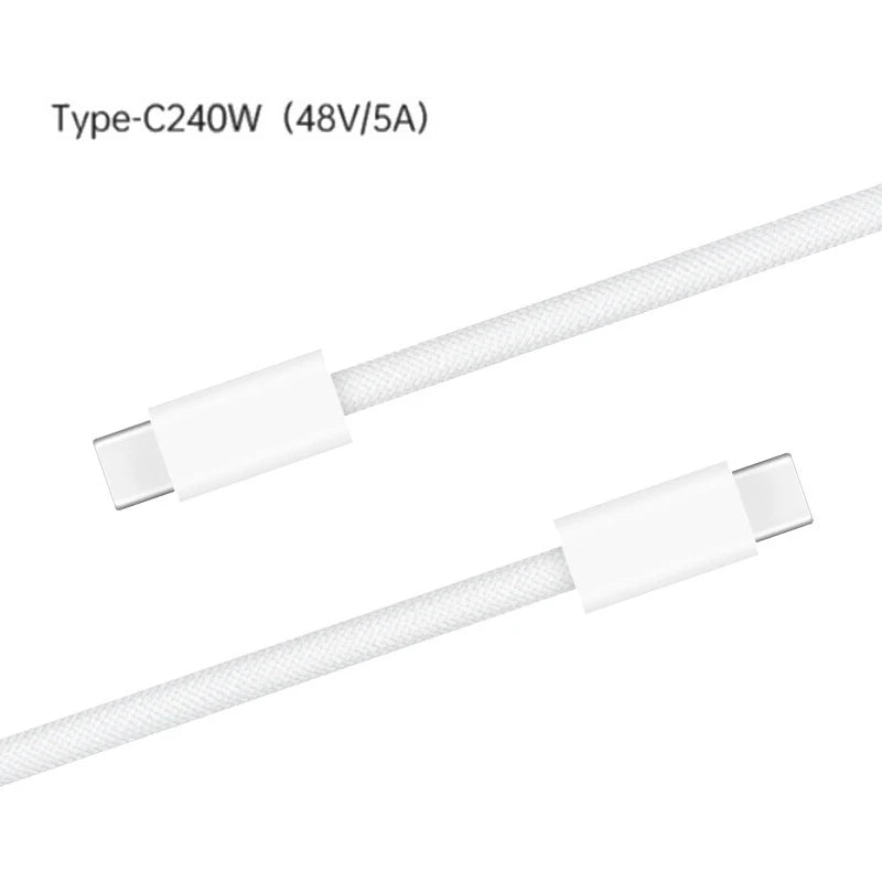 240W USB C to C Charger Cable Type C Fast Charging Braided PD Cable for lPhone 15 16 Series lPad Air Pro MacBook Pro Huawei DELL