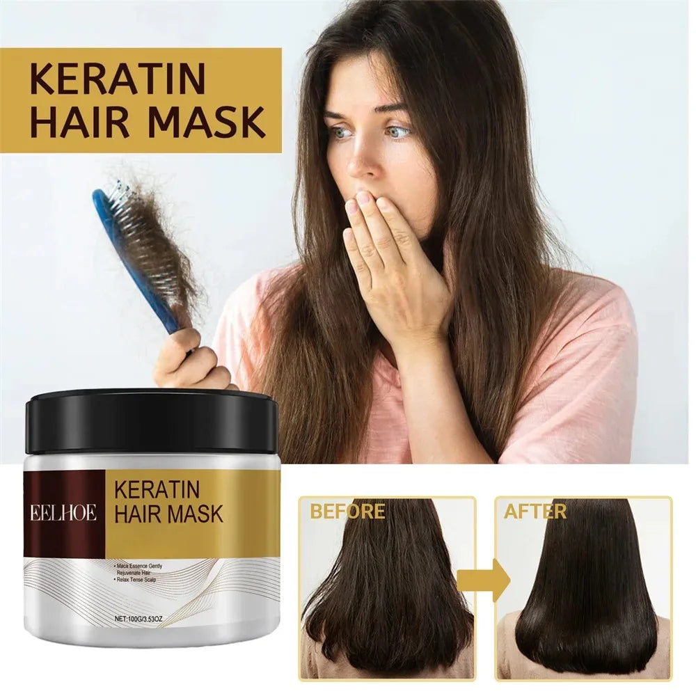 Keratin Care Hair Mask Deep Nourishing Moisturizing Repair Dry Frizz Damaged Conditioner Smoothing Hair Long-Lasting Shine Care