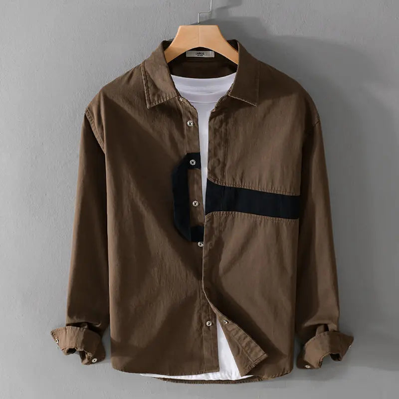 Spring Autumn New Turn-down Collar Fashion Long Sleeve Shirt Man Vintage Printing Button Cardigan High Street Comfortable Tops