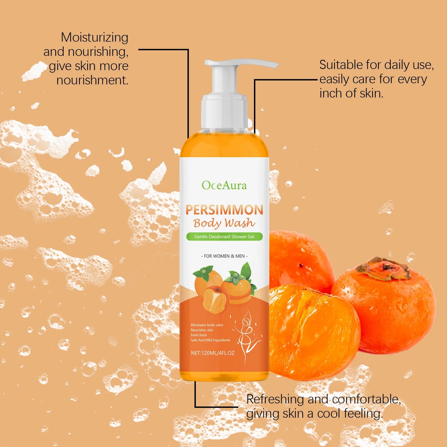 Cleansing Body Wash Anti Odor Purify Dirt Long Lasting Fragrance Refreshing Bathing Hydrating Deodorizing Smoothing Shower Gel