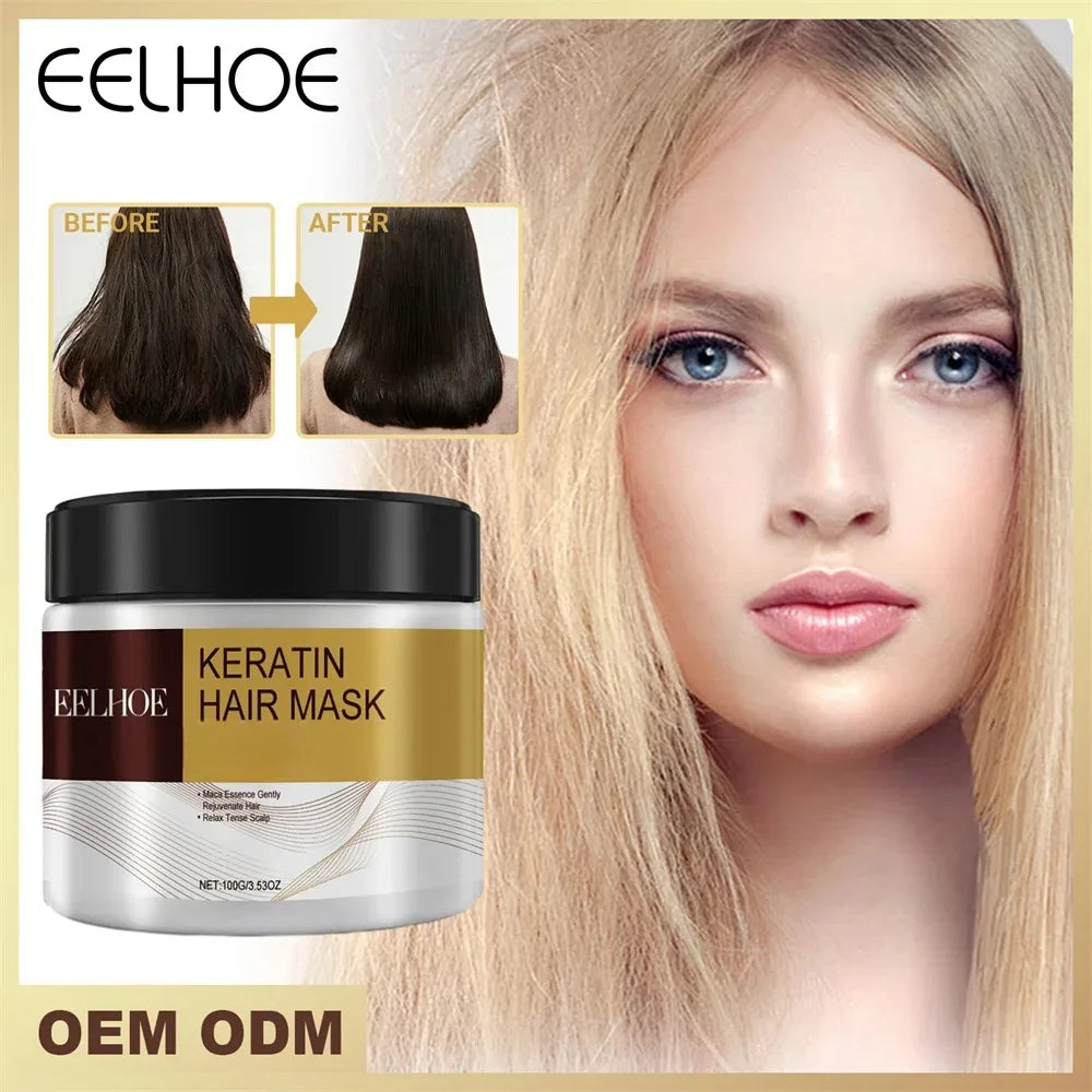 Keratin Care Hair Mask Deep Nourishing Moisturizing Repair Dry Frizz Damaged Conditioner Smoothing Hair Long-Lasting Shine Care