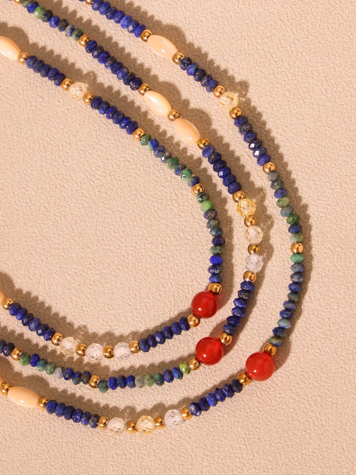 Ethnic Necklace for Women Stainless Steel Round Niche Nature Stones Female Summer Chain Luxury Jewelry Gift