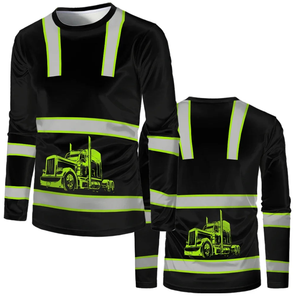 Construction workers uniforms men's casual casual loose shirt classic the neck long sleeve tops comfortable and breathable work