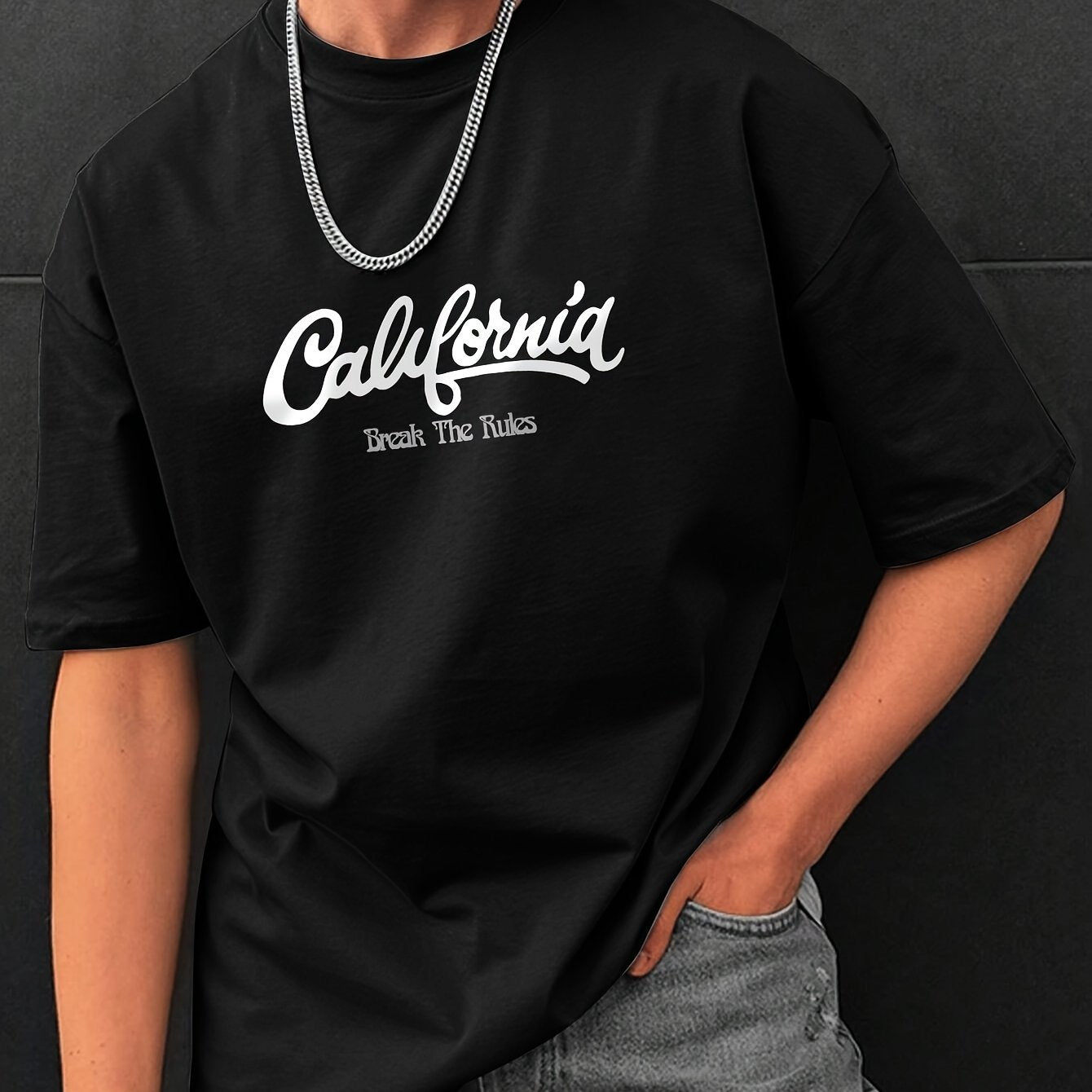 Letter Print, Men's Graphic Design Crew Neck T-shirt, Casual Comfy Tees Tshirts For Summer, Men's Clothing Tops For Daily Vacation Resorts