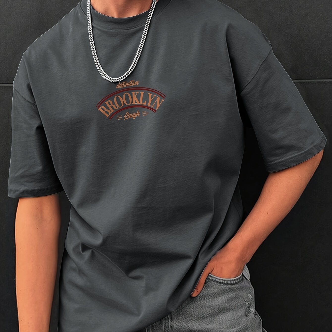 Letter Print, Men's Graphic Design Crew Neck T-shirt, Casual Comfy Tees Tshirts For Summer, Men's Clothing Tops For Daily Vacation Resorts
