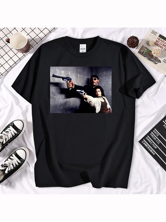 Retro Film Leon The Professional Graphic Tshirts Harajuku Vintage Short-sleev Tops Men Summer Comfortable Polyester Shirt Tee