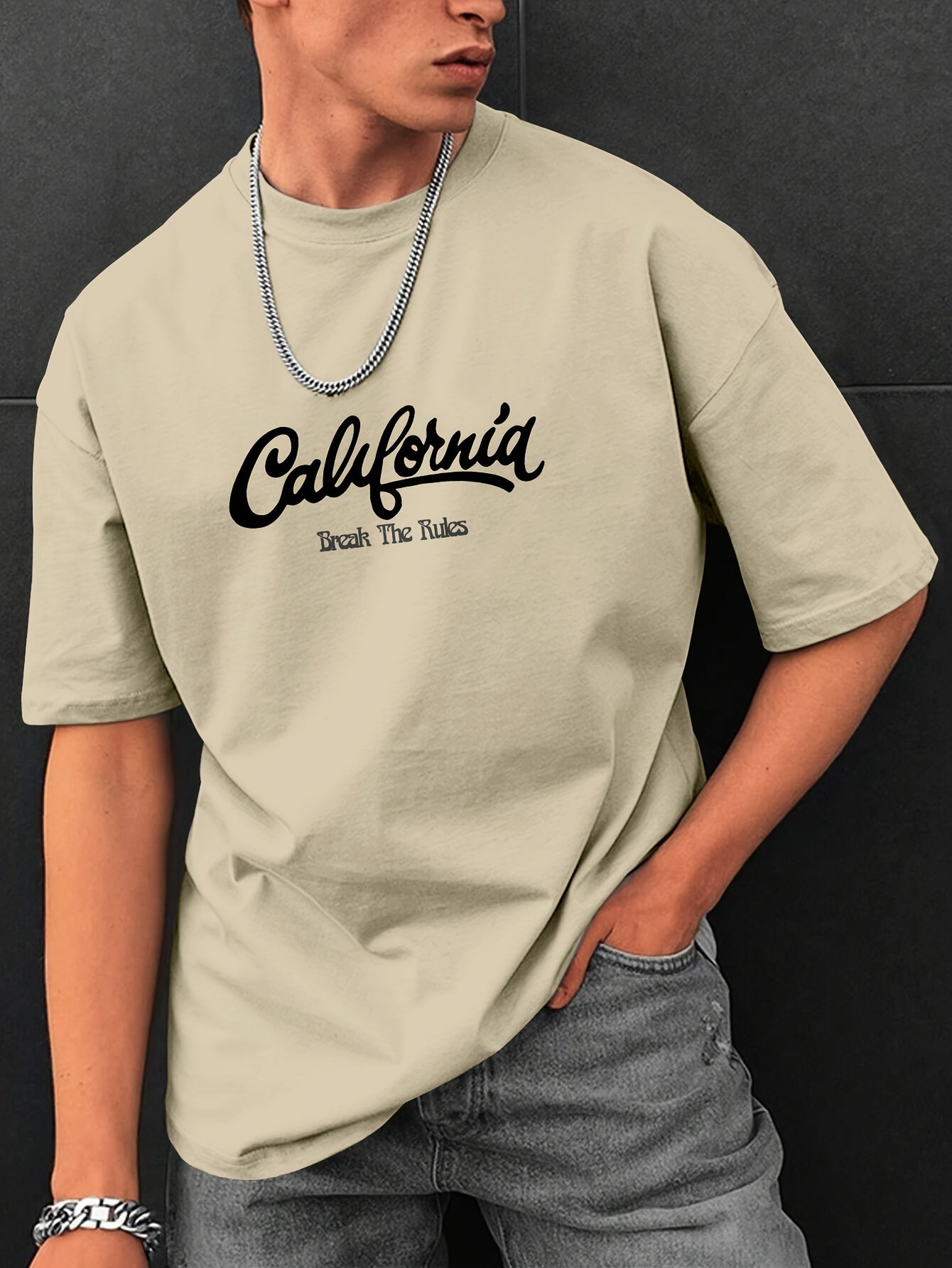 Letter Print, Men's Graphic Design Crew Neck T-shirt, Casual Comfy Tees Tshirts For Summer, Men's Clothing Tops For Daily Vacation Resorts