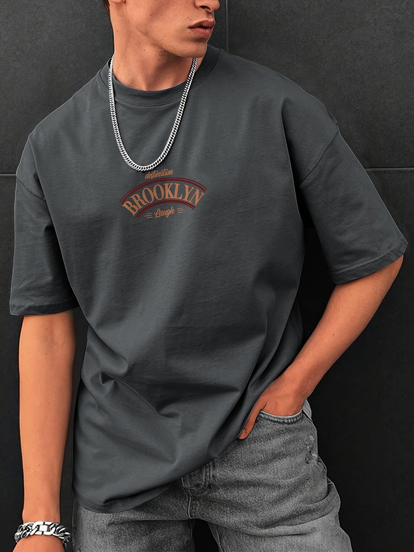 Letter Print, Men's Graphic Design Crew Neck T-shirt, Casual Comfy Tees Tshirts For Summer, Men's Clothing Tops For Daily Vacation Resorts